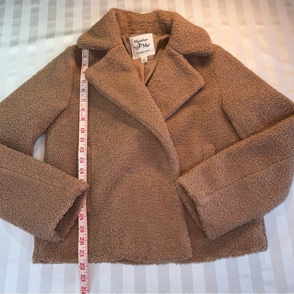 Maralyn & Me Sherpa‎ Teddy Jacket Coat Sz M Warm Winter Camel Boho - Picture 8 of 13